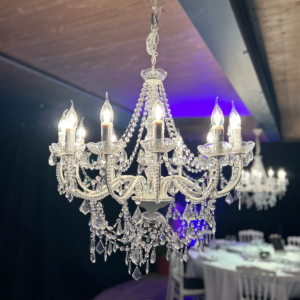 LS-Événements - Lustre blanc à pampilles